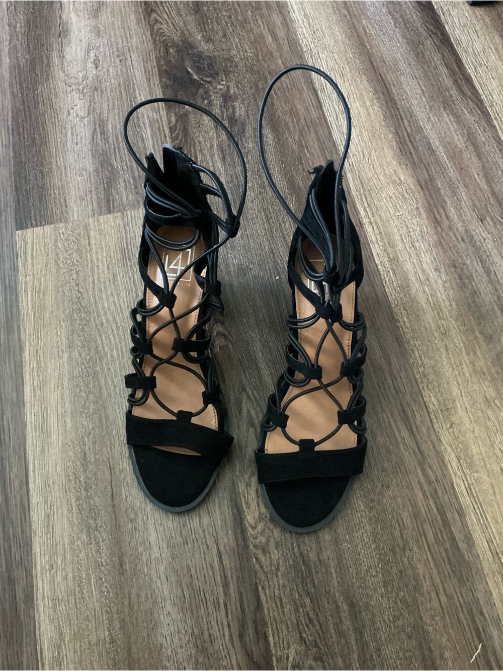 Women's Black Lace-Up Gladiator Heels